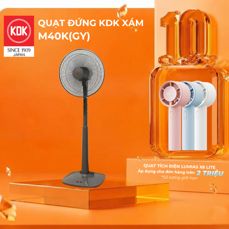 Quạt Đứng Nhật KDK 3 cánh - M40K(GY) - Bảo Hành Chính Hãng 2 Năm