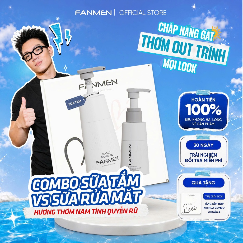 [MUA LÀ CÓ QUÀ] Combo Sữa Rửa Mặt Và Sữa Tắm Nam Fanmen Bộ Sữa Tắm Và Sữa Rửa Mặt Dành Cho Nam Làm S
