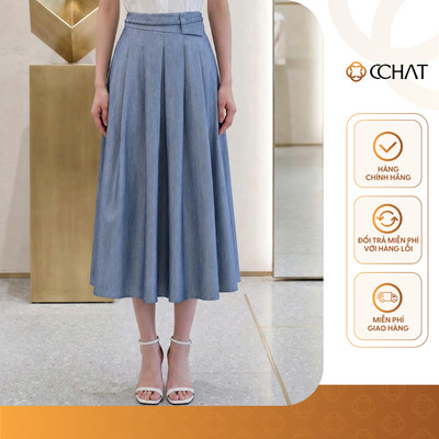 Chân Váy 𝐂𝐂𝐇𝐀𝐓 Dáng Midi Grazia Xoè Xếp Ly Kiểu Cạp Rời Chất Liệu Tuytsi Cao Cấp 16CDS2047XT