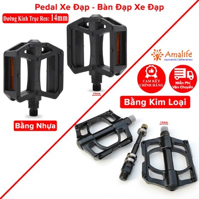 Pedal Xe Đạp Trục Ren 14mm, Bàn Đạp Xe Đạp 2 Chiếc Pedal Cho Xe Đạp Thể Thao Bằng Nhựa ABS, Hợp Kim Nhôm Hãng Amalife