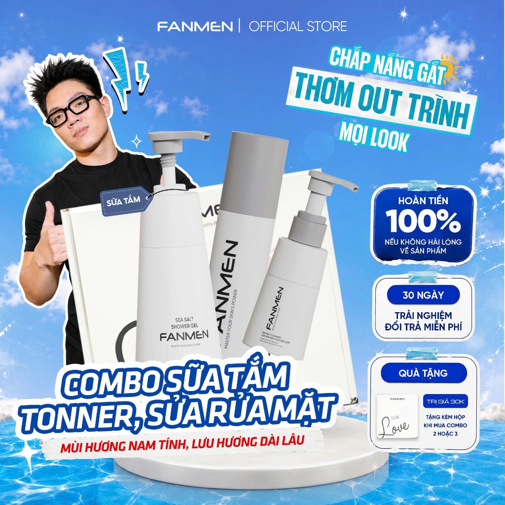 [COMBO LỊCH LÃM] Sữa Rửa Mặt Sữa Tắm Và Nước Cân Bằng Da Fanmen Dành Cho Nam Bộ Sản Phẩm Chăm Sóc Da