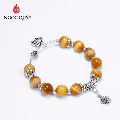 Vòng tay đá Thạch anh mắt hổ tự nhiên phối charm - Mẫu VC0173 - Ngọc Quý