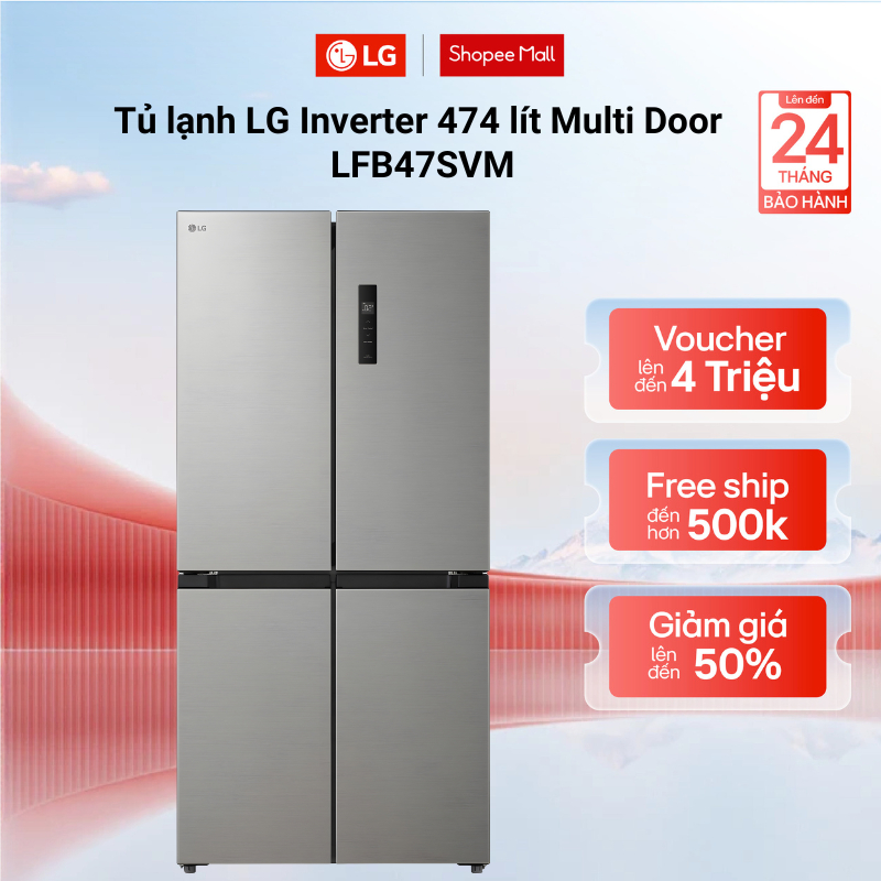 Tủ lạnh LG Inverter 474 lít Multi Door LFB47SVM màu bạc