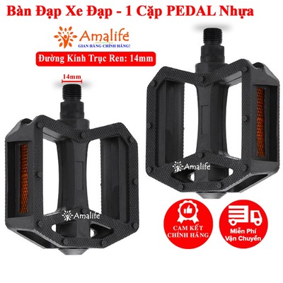 Bàn Đạp Xe Đạp Trục Ren 14mm Cặp (2 Chiếc) Pedal Cho Xe Đạp Thể Thao Bằng Nhựa Pedan Xe Đạp Chống Trượt Hãng Amalife