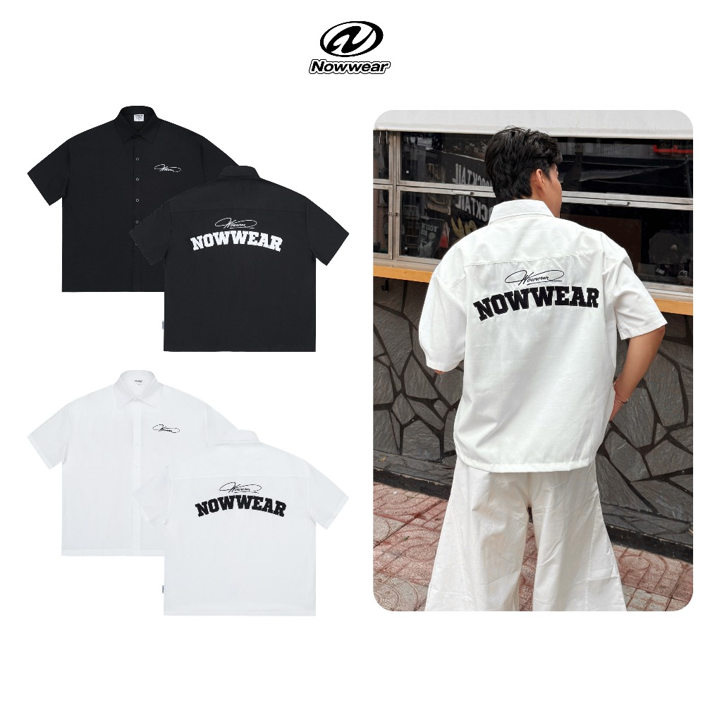 Áo Sơ Mi Form Boxy Oxford Thêu Đắp Vải Nowwear Unisex Local Brand