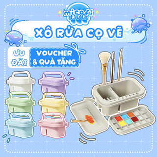 Đồ Rửa Cọ Vẽ Micofi, Hoạ Cụ Pha Đựng Màu Nước, Dụng Cụ Xô Có Nắp Khay Rửa Phơi Làm Sạch Cọ Vẽ To Nhỏ Đa Năng Nhiều Ngăn