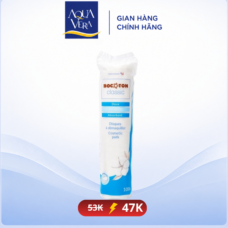 Bông tẩy trang Bocoton Pháp 100 miếng (mẫu bông mới)