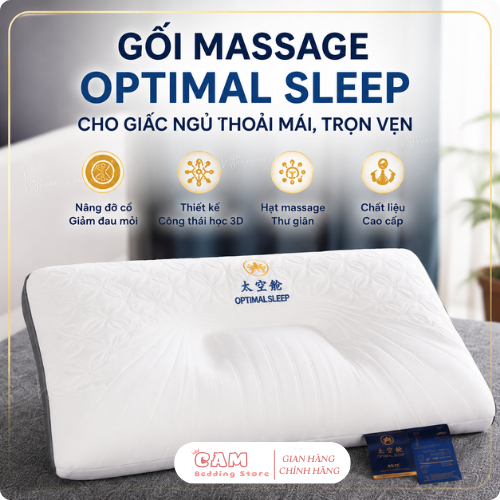 Gối Massage Công Thái Học Optimal Sleep 48x74cm – Gối Cao Su Non Latex 3 Lớp Hỗ Trợ Cổ Vai Gáy