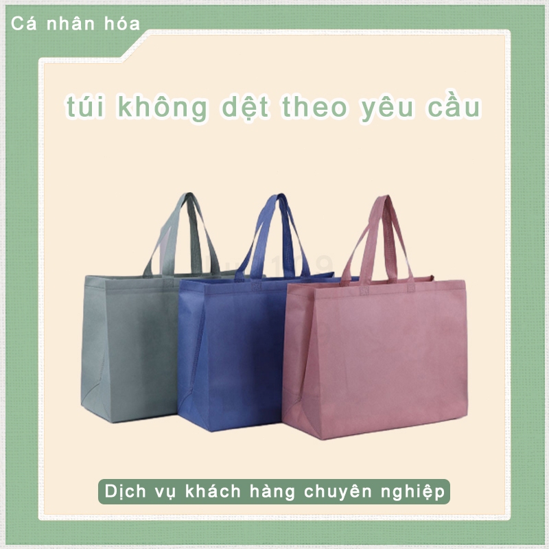 Túi không dệt theo yêu cầu in slogan logo thương hiệu hội nhóm quà tặng ép nhiệt