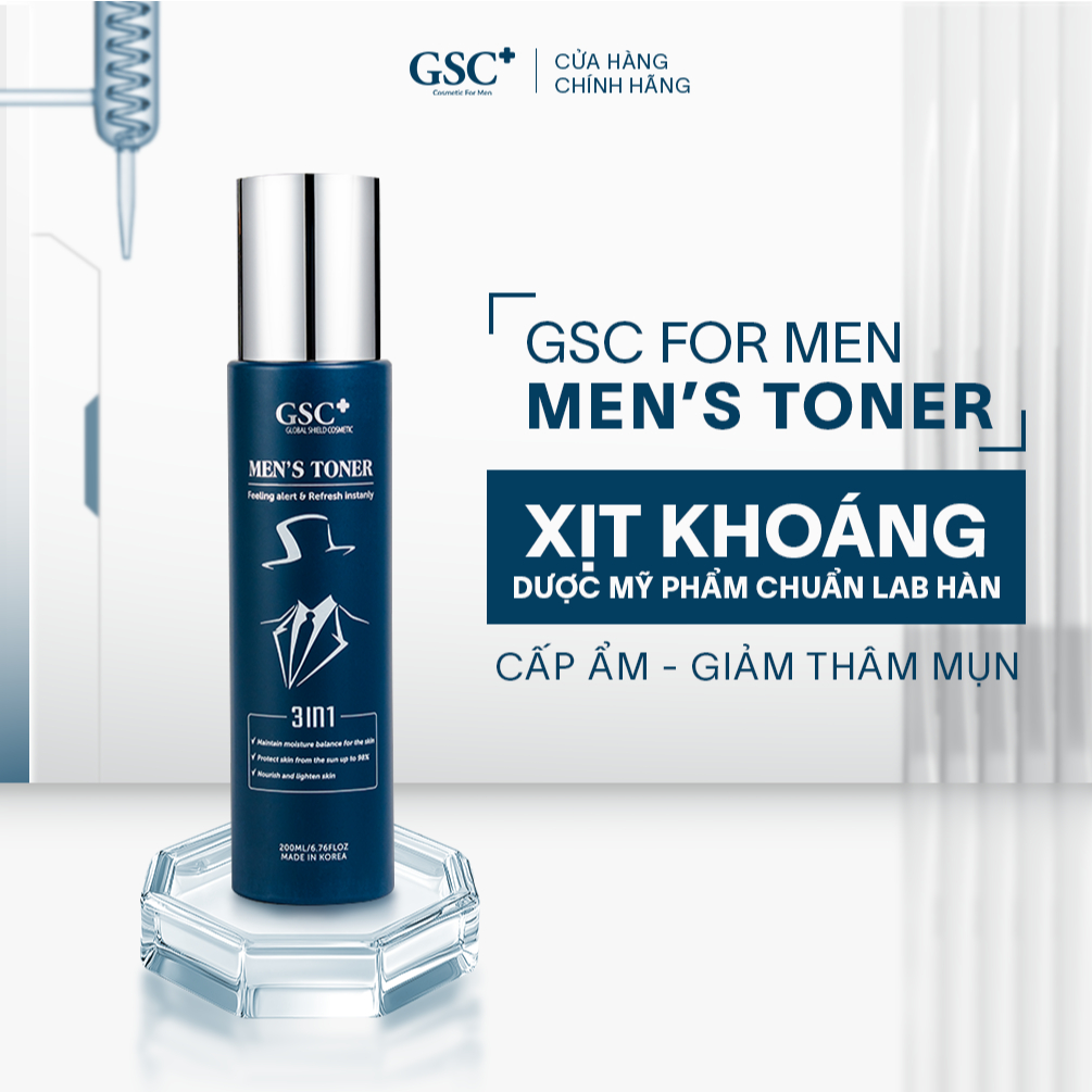 Toner Phục Hồi Cho Nam GSC Men 200ml - Dược Mỹ Phẩm Hàn Quốc Khóa Ẩm, Dịu Da Sau Cạo Râu, Bảo Vệ UV 
