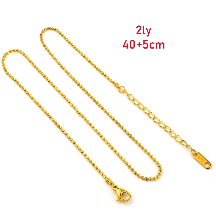 TN802 Dây chuyền bi titan 2ly mạ vàng 18k