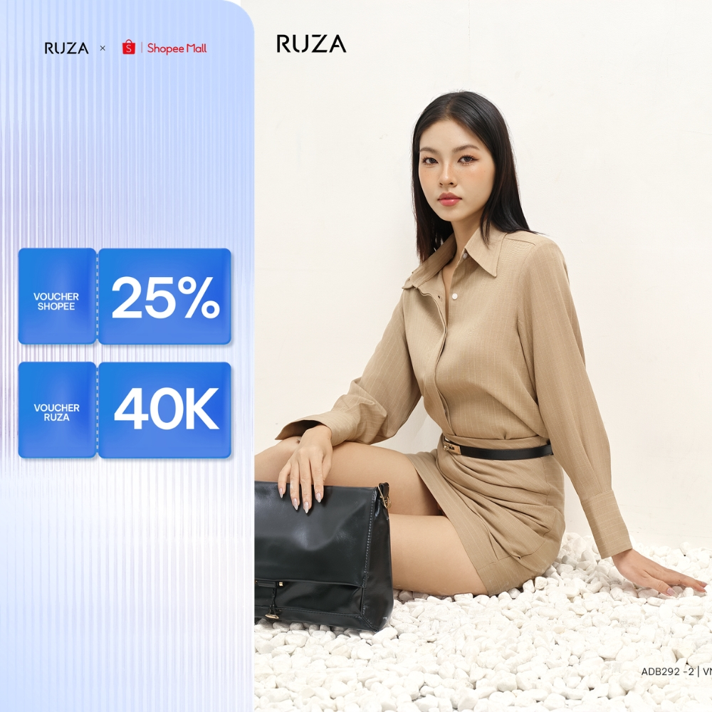 Áo sơ mi nữ tay dài RUZA công sở thiết kế thanh lịch sang trọng ADB292