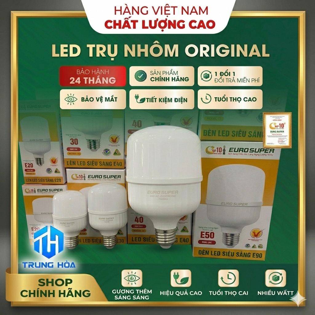 💡Bóng Đèn LED Siêu Sáng Euro Tiết Kiệm Điện 90% Ánh Sáng Trắng - Chính Hãng