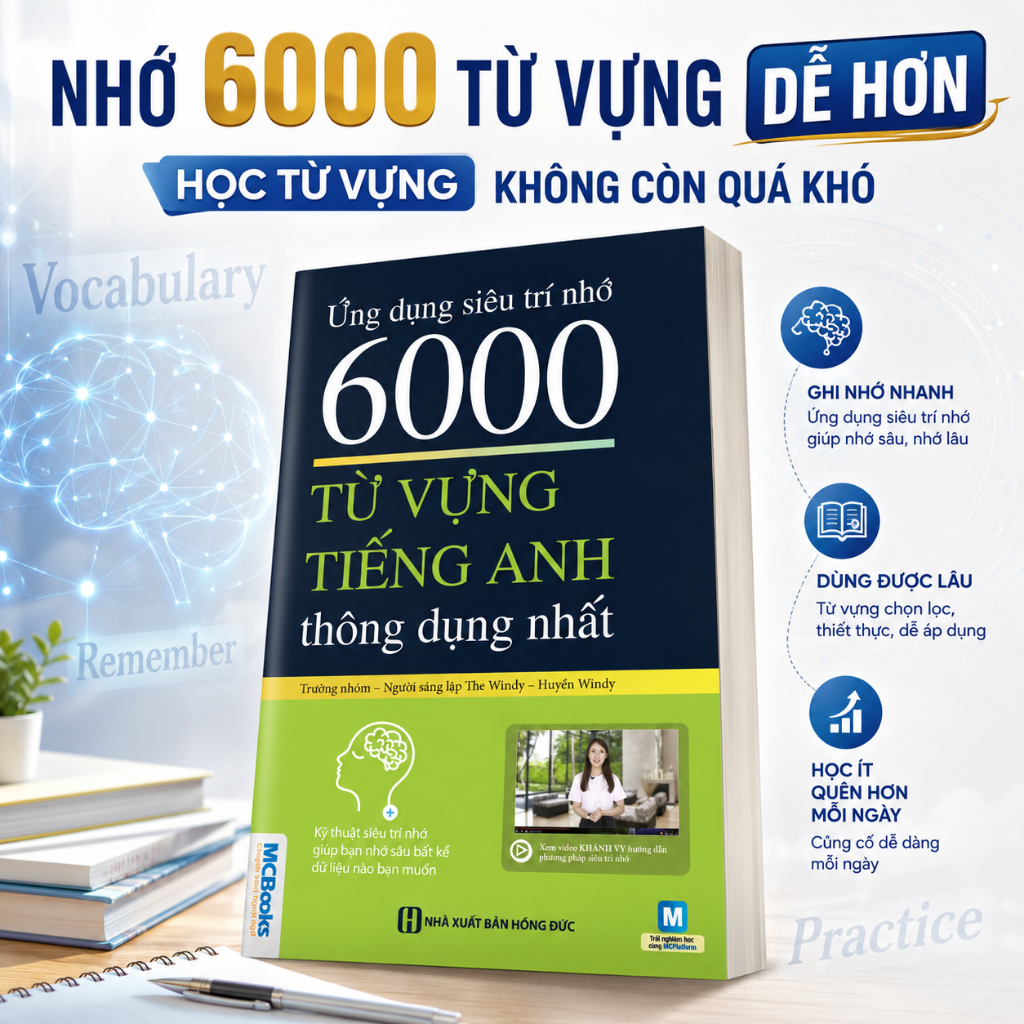 Sách Ứng Dụng Siêu Trí Nhớ 6000 Từ Vựng Tiếng Anh Thông Dụng Nhất The Windy Học 6000 Từ Vựng Hiệu Qu