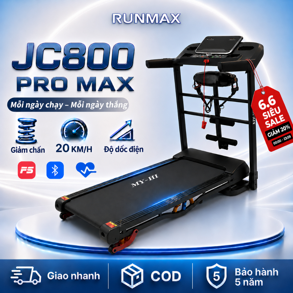 Máy chạy bộ đa năng tại nhà,MY-HI JC800 PRO MAX,Độ dốc điện tử, động cơ mạnh mẽ, giảm chấn chống ồn