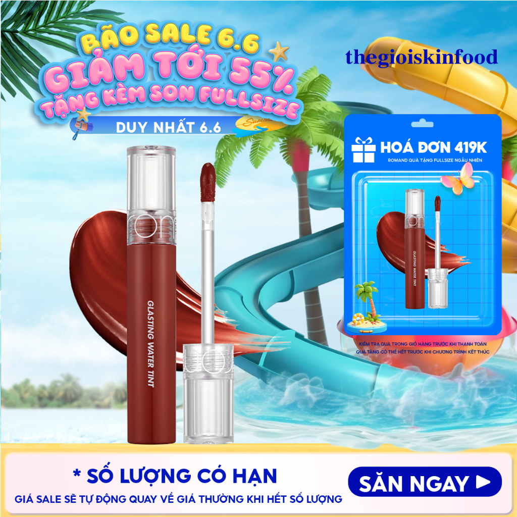 Son Tint Nước Romand Lâu Trôi Glasting Water Tint 4g (04 Đỏ Nâu, 03 Cam Gạch) ThegioiSkinfood