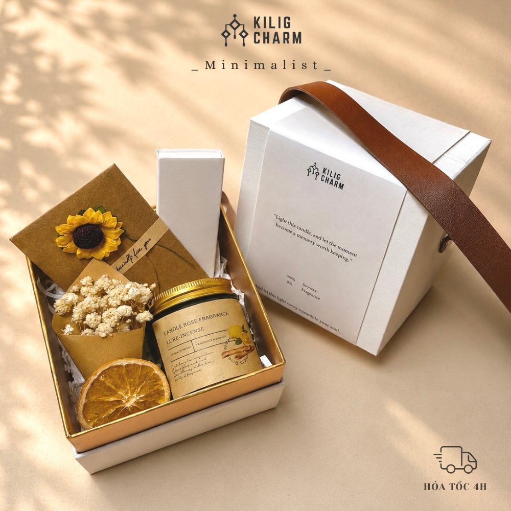 Set Quà Tặng Quai Da Minimalist Gift Set Nến Thơm, 5 Mùi Hương Thư Giãn - KILIG CHARM KS18