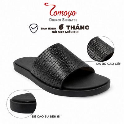 SIÊU SALE 8.8-Dép Da Nam TOMOYO TMD12001-Quai ngang-Da Bò Thật Cao Cấp – Êm Chân – Chống Trượt – Lịch Lãm