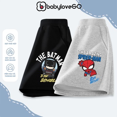Quần đùi bé trai bé gái BabyloveGO quần sooc thun siêu nhân cho bé 10-35kg