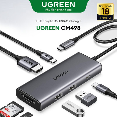 Hub type-C Ugreen CM498 HDMI 4K@30Hz USB 3.2 – cổng type C, cổng PD, SD/TF - Chính Hãng