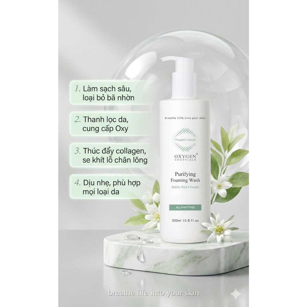 [ DÀNH CHO DA NHẠY CẢM DỊU NHẸ / 320ML ]   Gel Rửa Mặt Purifying Foaming Wash Oxygen pH 5.0