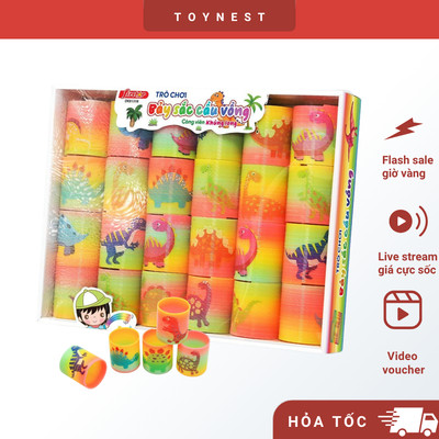 Đồ Chơi DUKA: Bộ 24 Đồ Chơi Lò Xo Bảy Sắc Cầu Vồng - Công Viên Khủng Long - DK81318