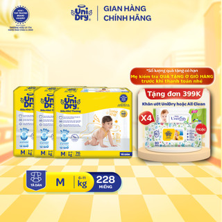 Combo 3 tã dán unidry siêu khô thoáng gói super jumbo mới size m76/l68/xl62