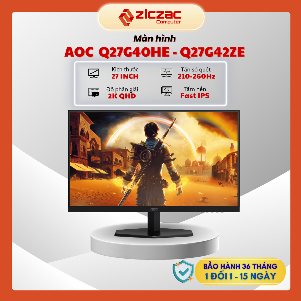 [Hỏa tốc] Màn hình 2K 144hz 210hz 260hz AOC Q27G42ZE QHD 27 inch Fast IPS 0,3ms HDR - Chính hãng