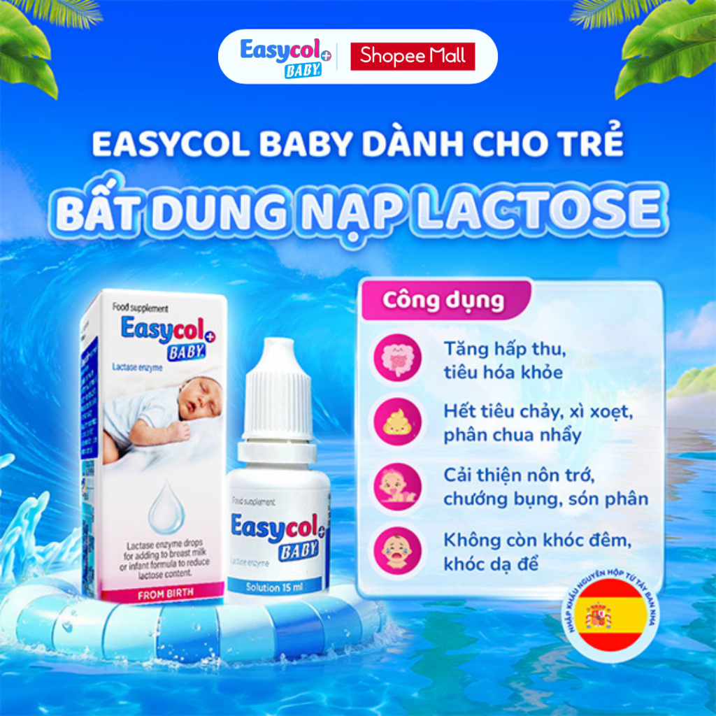 Enzyme Lactase Easycol Baby ngừa tiêu chảy, nôn trớ, hấp thu kém cho trẻ bất dung nạp lactose từ 0 n