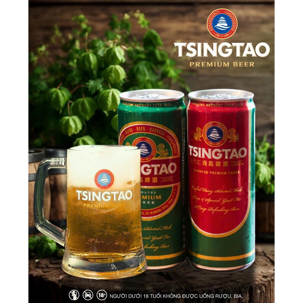 BIA TSINGTAO LARGER ĐỎ 24 Lon/Chai 330ml - BIỂU TƯỢNG BIA NHẬP KHẨU THƯỢNG HẠNG