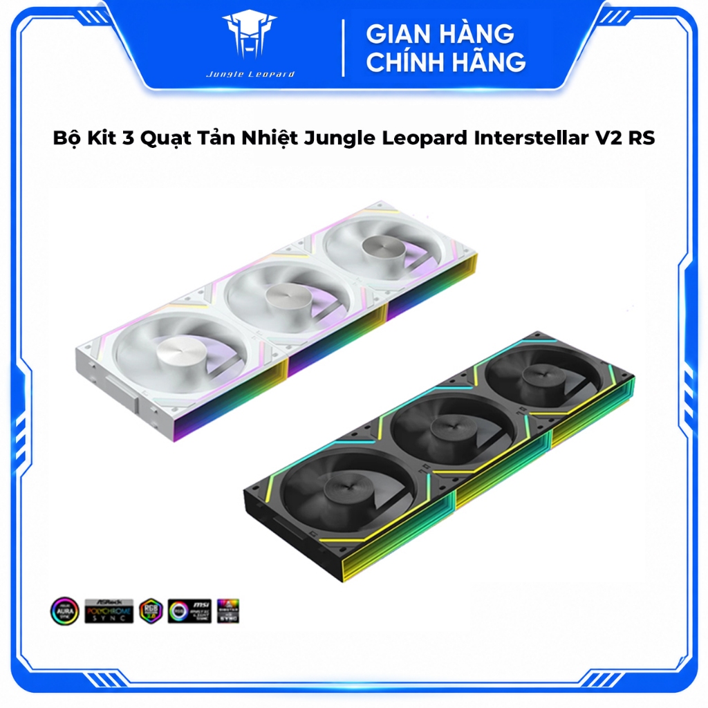 Bộ Kit 3 Quạt Tản Nhiệt Jungle Leopard Interstellar V2 RS Led ARGB (Ghép Nối Không Dây) - Kèm 2 Dây 