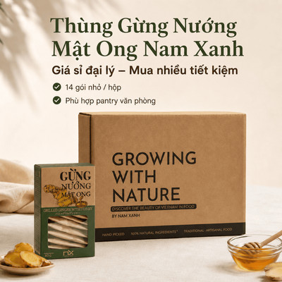 Thùng Gừng Nướng Mật Ong Nam Xanh, Giá Sỉ Cho Đại Lý, Pantry Văn Phòng, Mua Nhiều Tiết KIệm