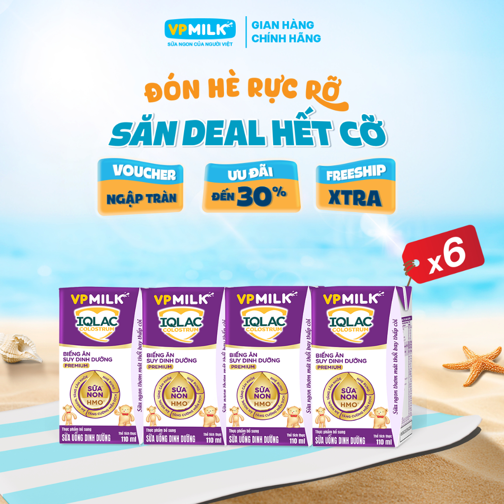 [Combo 6 lốc] Sữa uống dinh dưỡng VPMilk IQLac Colostrum dành cho bé biếng ăn, suy dinh dưỡng premiu