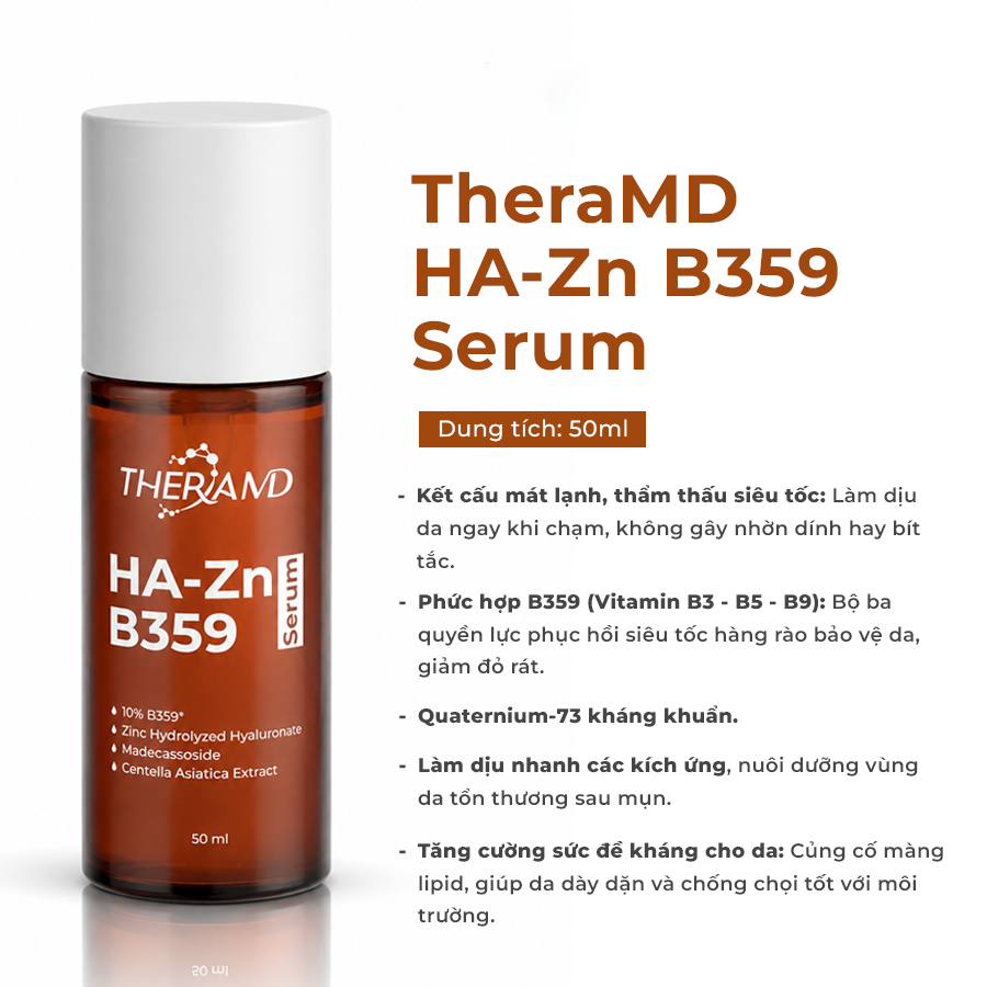 Tinh Chất Phục Hồi & Ngăn Ngừa Mụn – TheraMD HA-Zn B359 Serum – 50ml