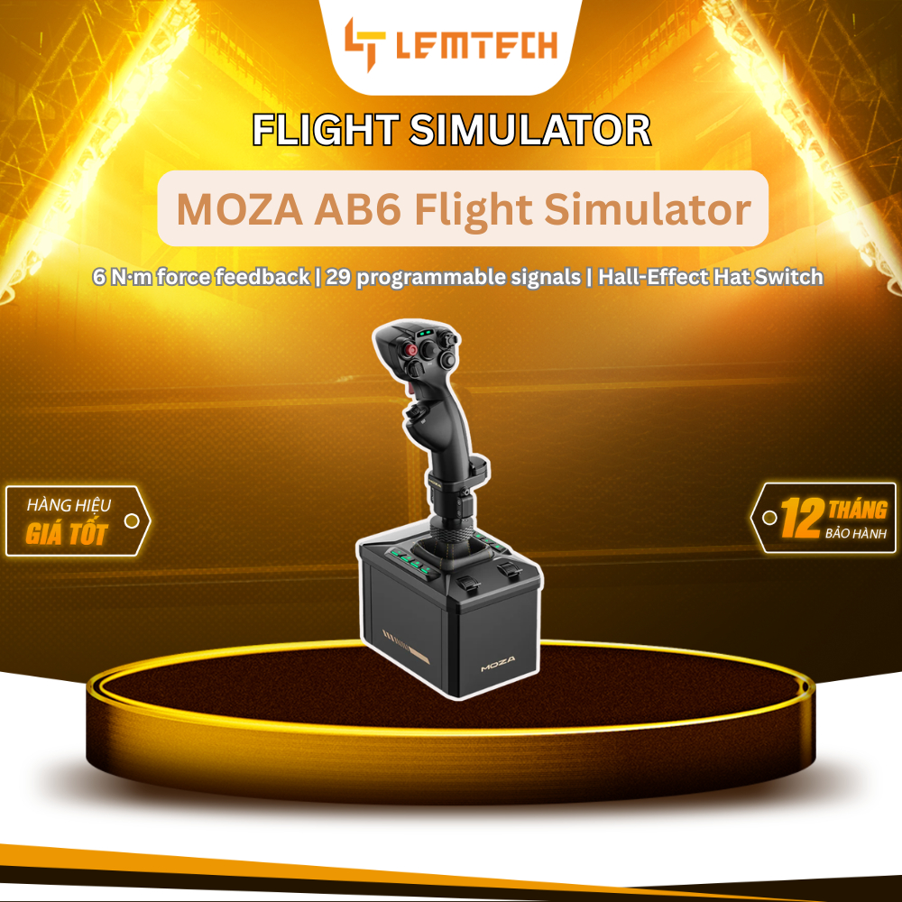 Bộ lái máy bay Moza Flight Sim AB6 Bundle - MOZA AB6 Flight Simulator, Chính hãng