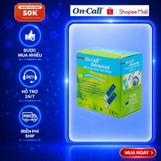 Hộp 25 Que Thử Đường Huyết On Call® Advanced Mỗi Que Trong Một Túi Nhôm Riêng
