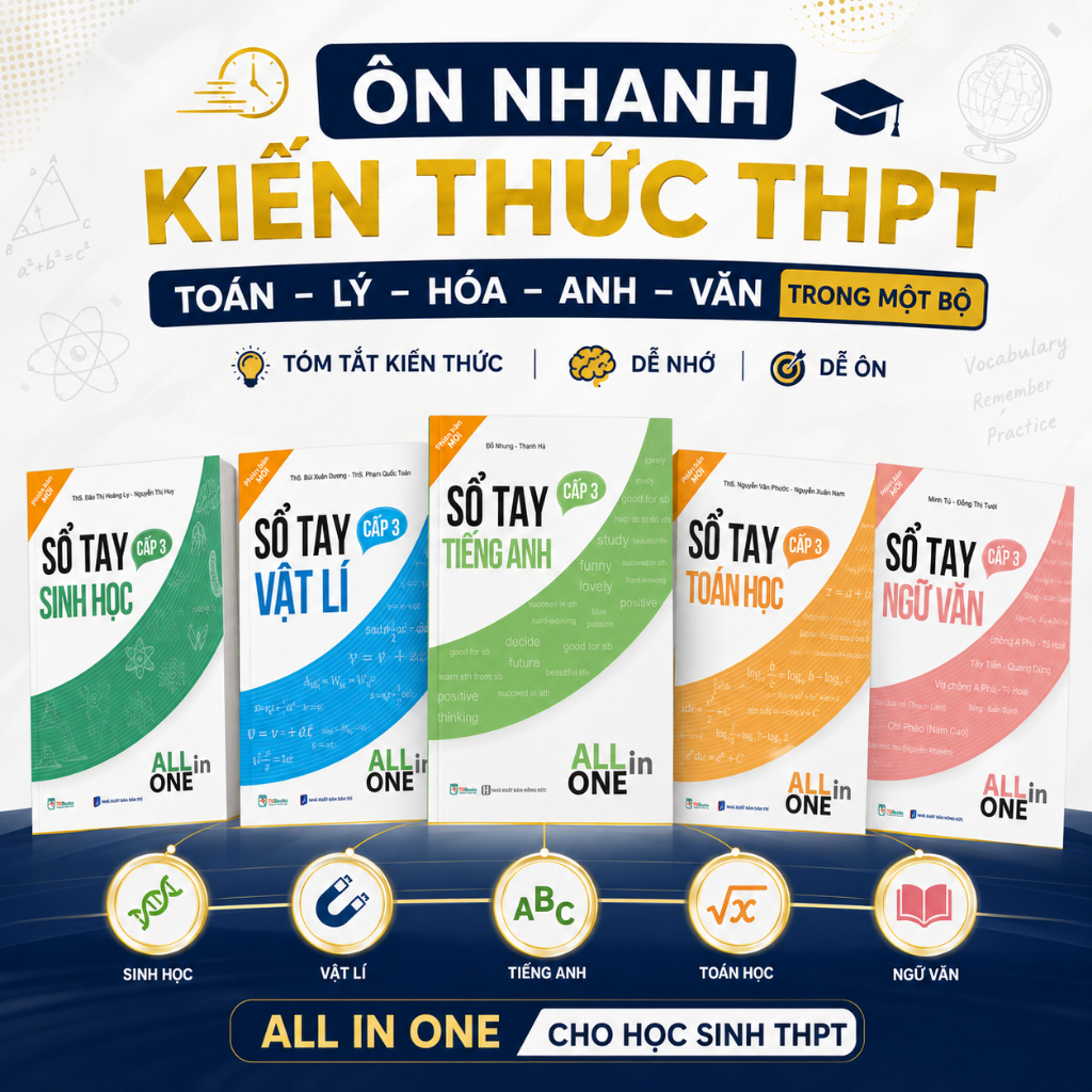 Sách - Combo Sổ tay các môn THPT Toán - Lý - Hóa - Anh - Văn - All in one