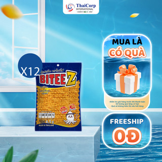 Lốc 12 gói Cá tẩm vị mực cay ngọt Biteez xanh(4.5g/gói)