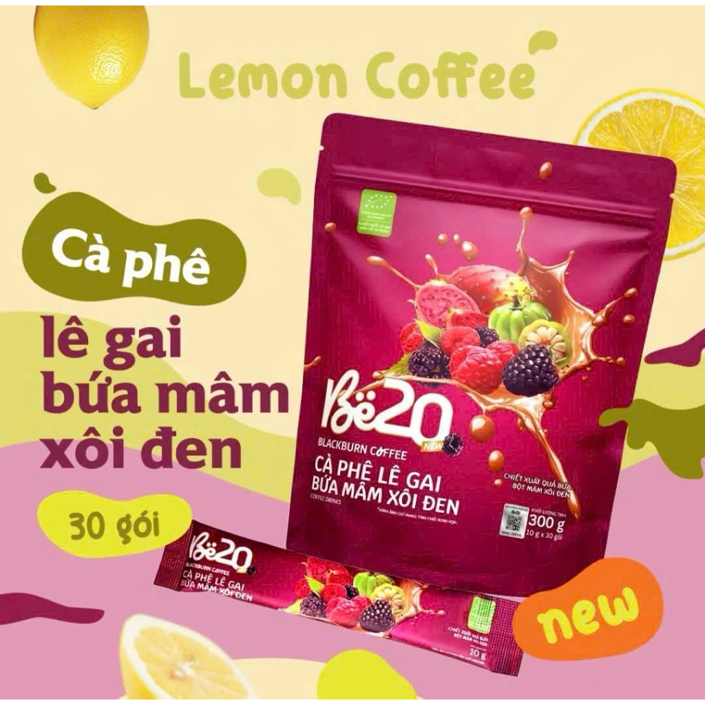 Cà Phê Hoà Tan hương vị LÊ GAI, BỨA, MÂM XÔI ĐEN - BLACKBURN COFFEE BE20 (bịch 30 gói)
