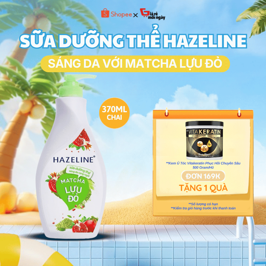Sữa Dưỡng Thể Hazeline Matcha & Lựu đỏ Chai 370ML