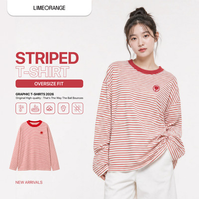 Áo Thun Sọc Ngang Form Rộng Tay Dài LIMEORANGE - LO26101101
