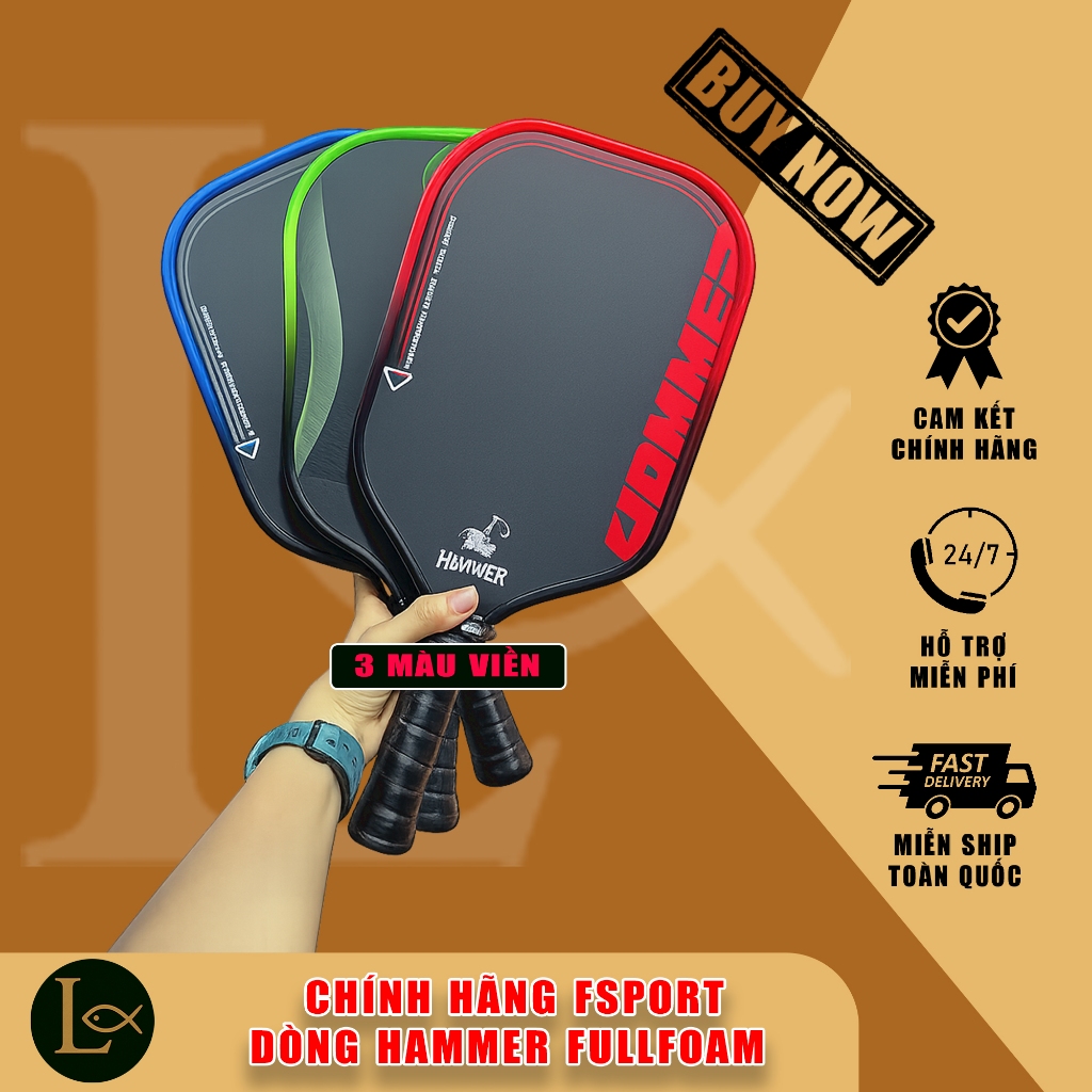 (Chính Hãng) Vợt Pickleball FSport Hammer Fullfoam, Trợ Lực Tốt, Đầm Tay Hơn, Điểm Ngọt Rộng