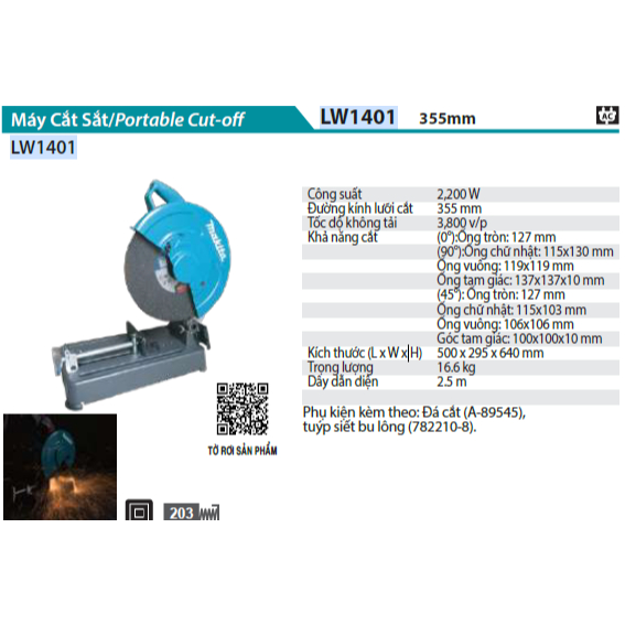 Máy cắt sắt bàn Makita LW1401
