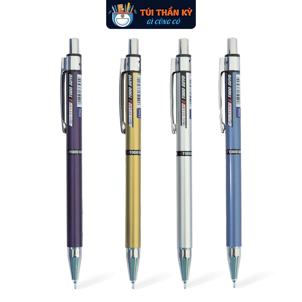 Hộp 12 Cây Bút Bi Jetline Mạ Crom 0.7mm Cao Cấp | Bút Bi TODO SUYO Kim Loại Sang Trọng Viết Êm Mực Đ