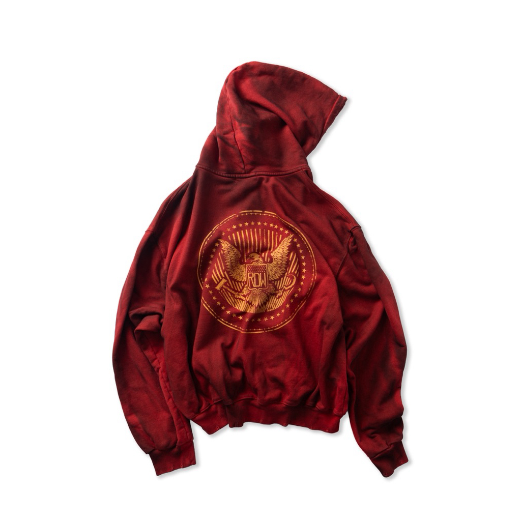 Áo Hoodie Zip Đỏ Wash Big Logo / RDW BIG LOGO DIRT ZIP HD