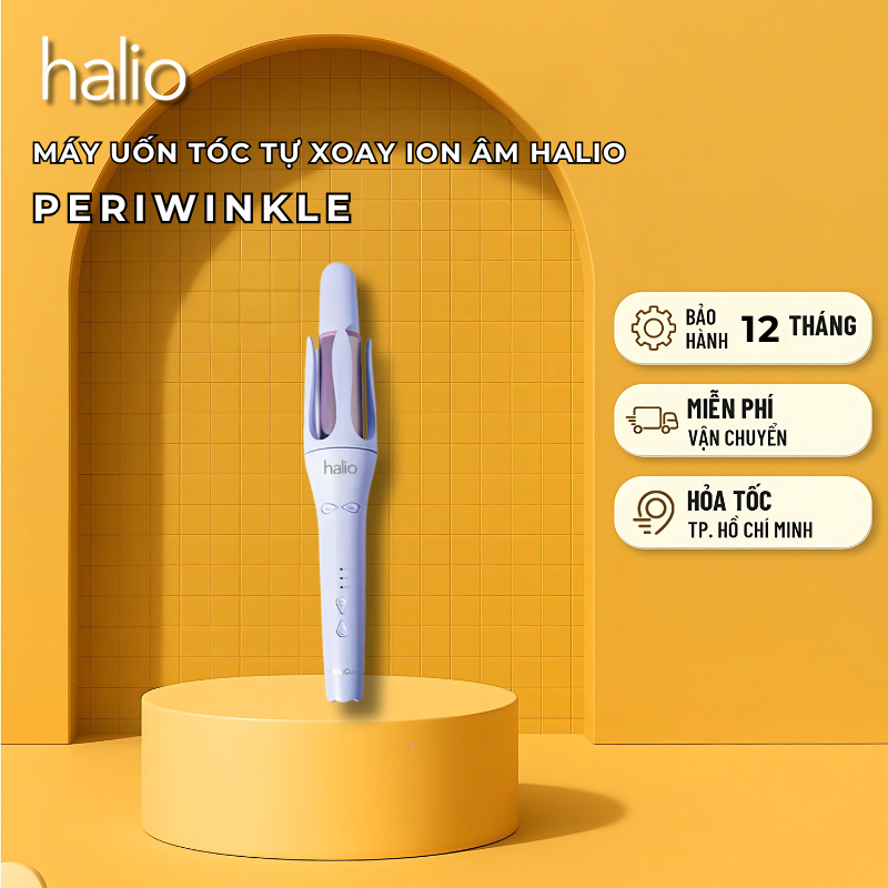 Máy Uốn Tóc Tự Xoay Ion Âm Halio instaCurl Premium Automatic Hair Styler Periwinkle