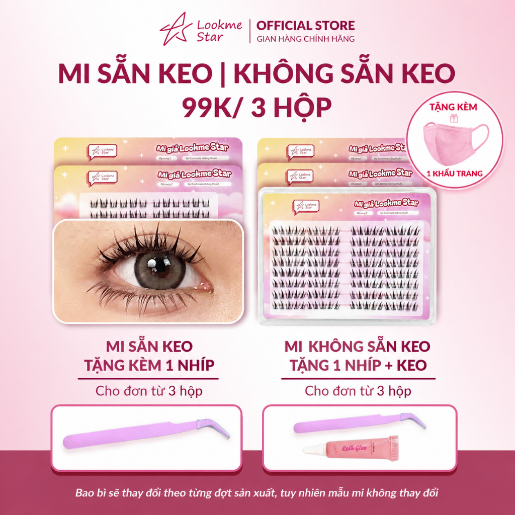 Lookme Star Việt Nam- Lông Mi vỉ to (tặng 1 nhíp/đơn từ 3 hộp)