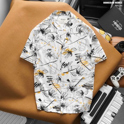 Áo sơ mi nam HEBOZ pijama pattern linen 2M chất vải mềm thoáng - 00003149
