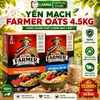 Yến mạch tươi nguyên cám cán dẹp/ vỡ chile farmer daily oats giàu chất xơ