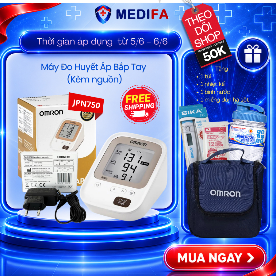 Máy Đo Huyết Áp Bắp Tay Omron JPN750 Phát Hiện Nhịp Tim Bất Thường, Nhập Khẩu Nguyên Chiếc Nhật Bản